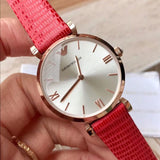  Shop Authentic Emporio Armani Gianni T Bar Silver Dial Red Leather Strap Watch For Women - AR1876 - Luxxuri
