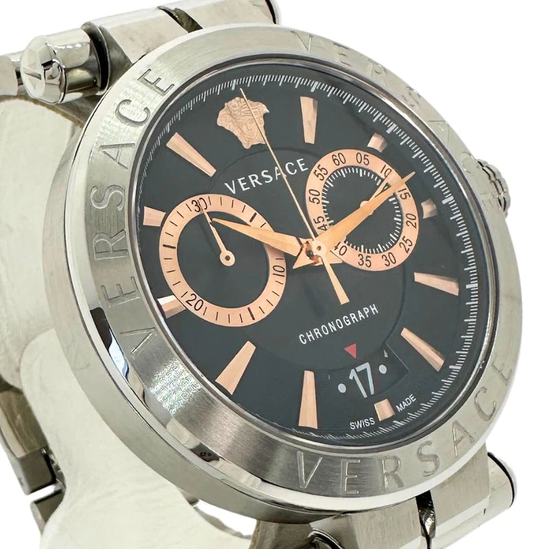  Shop Authentic Versace Aion Chronograph Black Dial Silver Steel Strap Watch For Men - VE1D01019 - Luxxuri