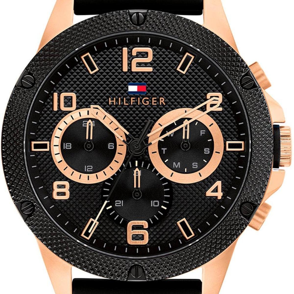  Shop Authentic Tommy Hilfiger Blaze Multifunction Black Dial Black Rubber Strap Watch For Men - 1792028 - Luxxuri