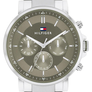  Shop Authentic Tommy Hilfiger Tyson Chronograph Green Dial Silver Steel Strap Watch For Men - 1710587 - Luxxuri