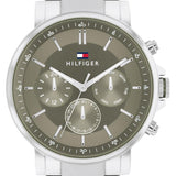  Shop Authentic Tommy Hilfiger Tyson Chronograph Green Dial Silver Steel Strap Watch For Men - 1710587 - Luxxuri