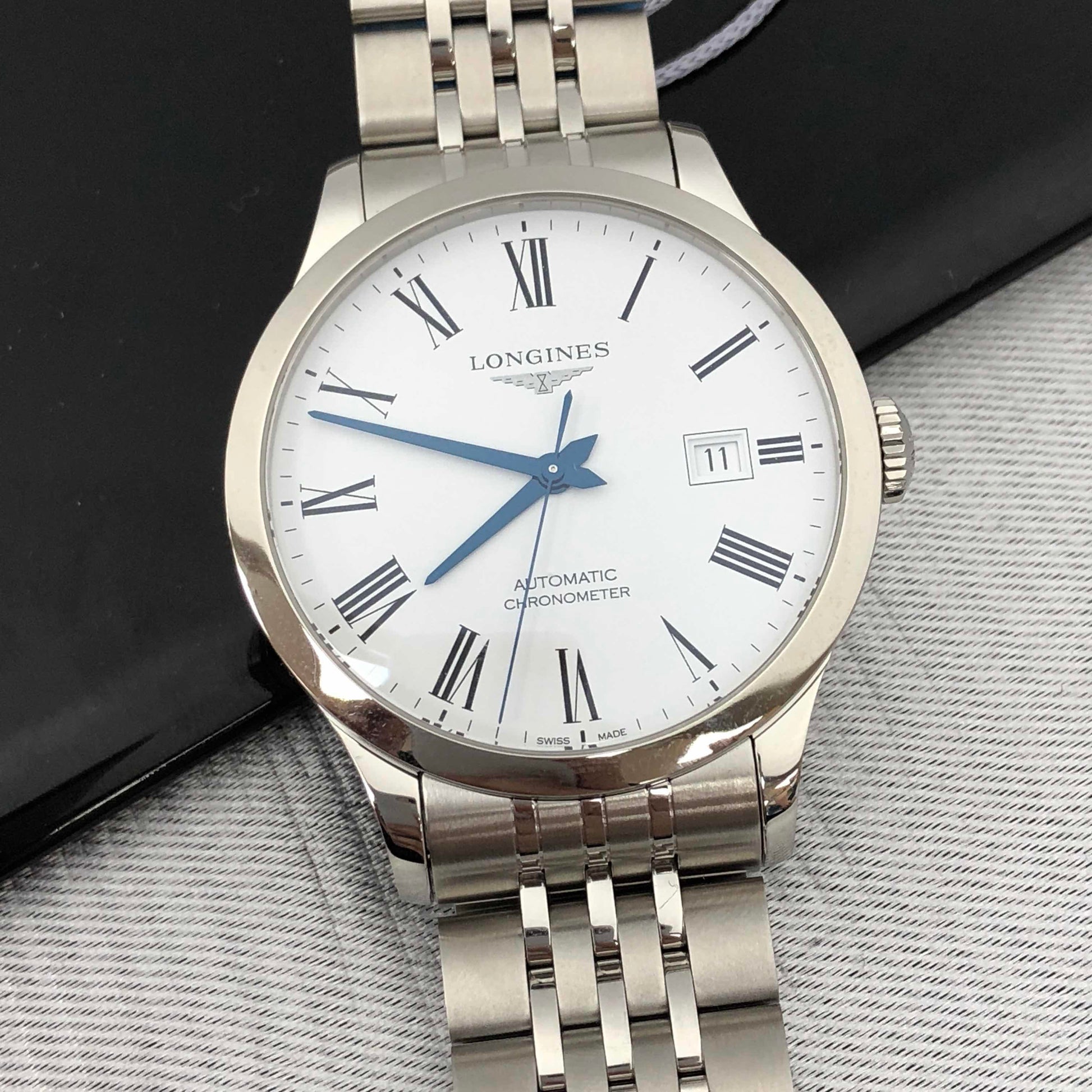  Shop Authentic Longines Record Automatic Stainless Steel 40mm Watch for Men - L2.821.4.11.6 - Luxxuri