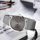  Shop Authentic Calvin Klein Minimal Black Dial Silver Mesh Bracelet Watch for Women - K3M22123 - Luxxuri