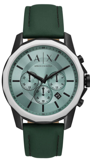  Shop Authentic Armani Exchange Banks Chronograph Green Dial Green Leather Strap Watch For Men - AX1725 - Luxxuri