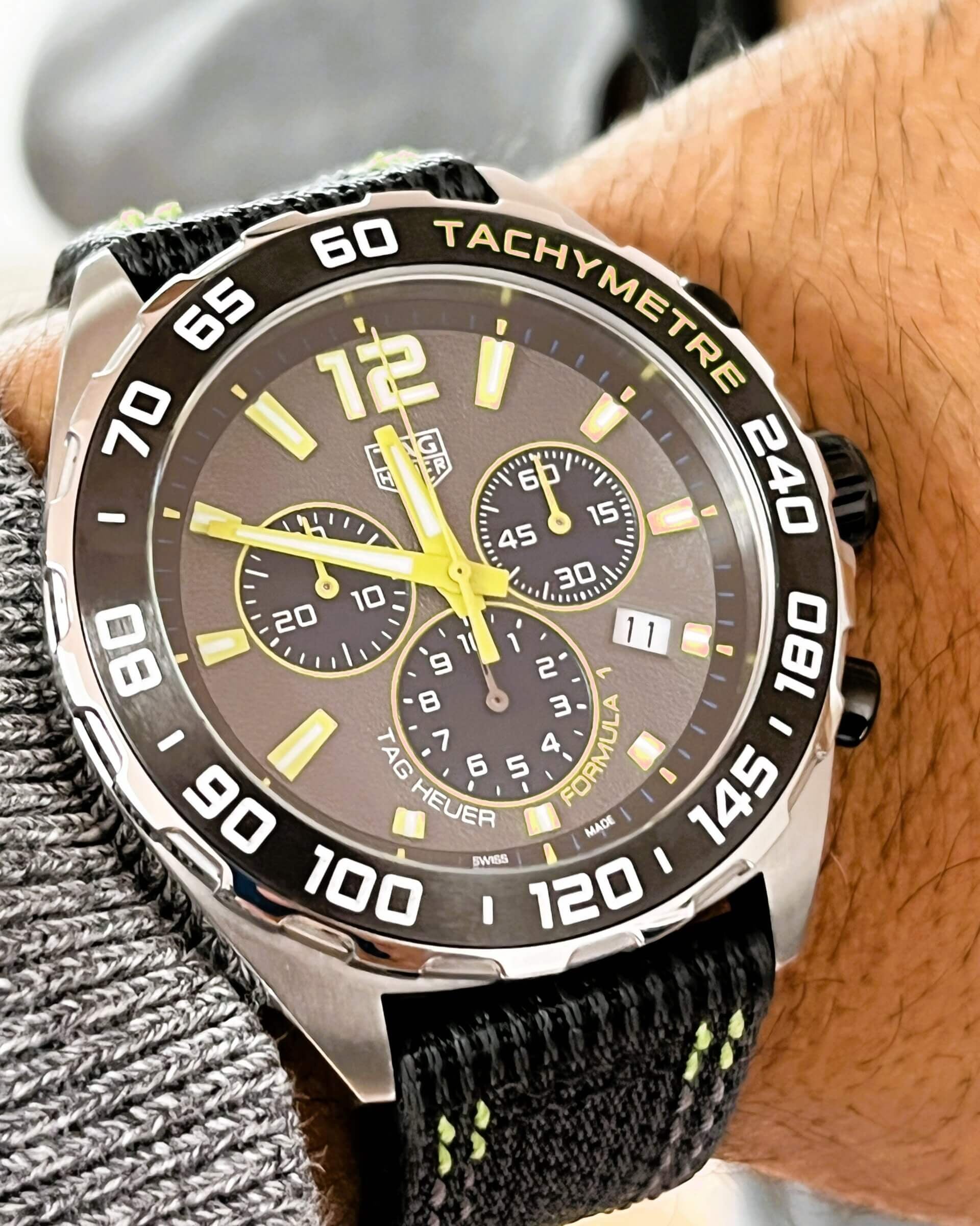 Tag Heuer Formula 1 Chronograph Grey Dial Black Nylon Strap Watch for Men - CAZ101AG.FC8304