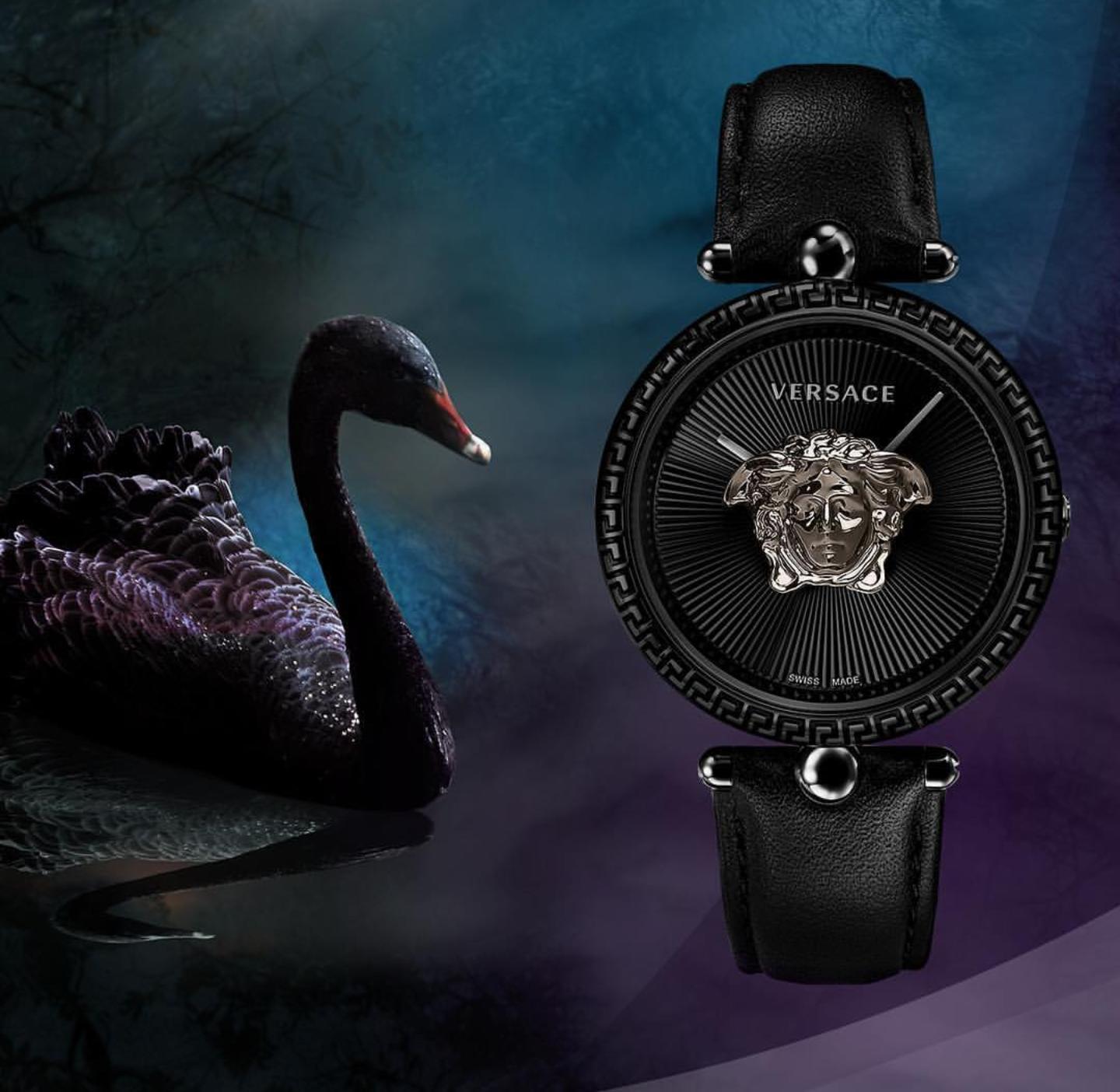  Shop Authentic Versace Palazzo Empire Black Dial Black Leather Strap Watch for Women - VCO050017 - Luxxuri