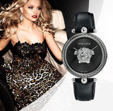  Shop Authentic Versace Palazzo Empire Black Dial Black Leather Strap Watch for Women - VCO060017 - Luxxuri