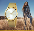  Shop Authentic Calvin Klein Minimal Silver Dial Gold Mesh Bracelet Watch for Women - K3M22526 - Luxxuri