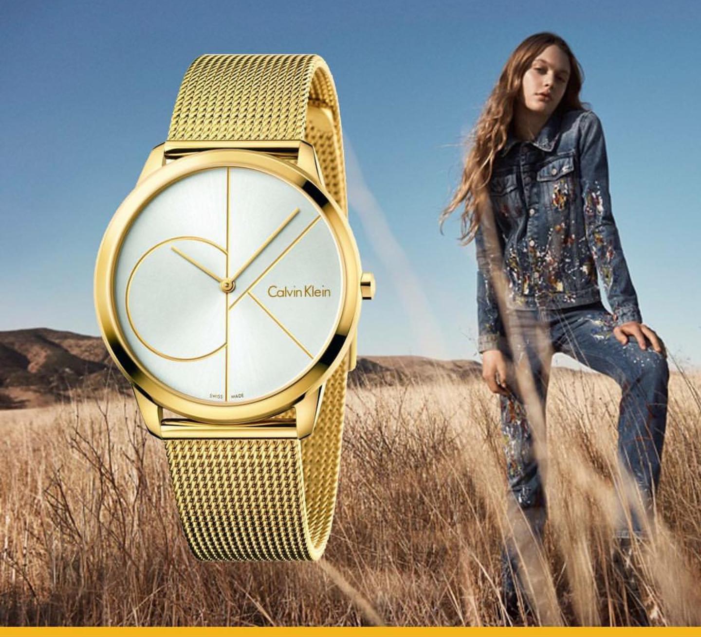  Shop Authentic Calvin Klein Minimal Silver Dial Gold Mesh Bracelet Watch for Women - K3M22526 - Luxxuri