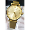  Shop Authentic Emporio Armani Retro Gold Dial Gold Mesh Bracelet Watch For Women - AR1957 - Luxxuri