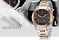  Shop Authentic Maserati Traguardo Chronograph Brown Dial Two Tone Steel Strap Men's Watch - R8873612003 - Luxxuri