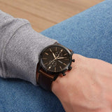  Shop Authentic Fossil Goodwin Chronograph Black Dial Black Leather Strap Watch for Men - FS5585 - Luxxuri