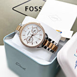  Shop Authentic Fossil Tailor White Dial Two Tone Steel Strap Watch for Women - ES4396 - Luxxuri