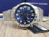  Shop Authentic Tommy Hilfiger Trent Chronograph Blue Dial Silver Steel Strap Watch for Men - 1791053 - Luxxuri