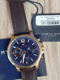  Shop Authentic Tommy Hilfiger London Chronograph Blue Dial Brown Leather Strap Watch for Men - 1791532 - Luxxuri