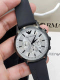  Shop Authentic Emporio Armani Chronograph Quartz Silver Dial Black Rubber Strap Watch For Men - AR11048 - Luxxuri