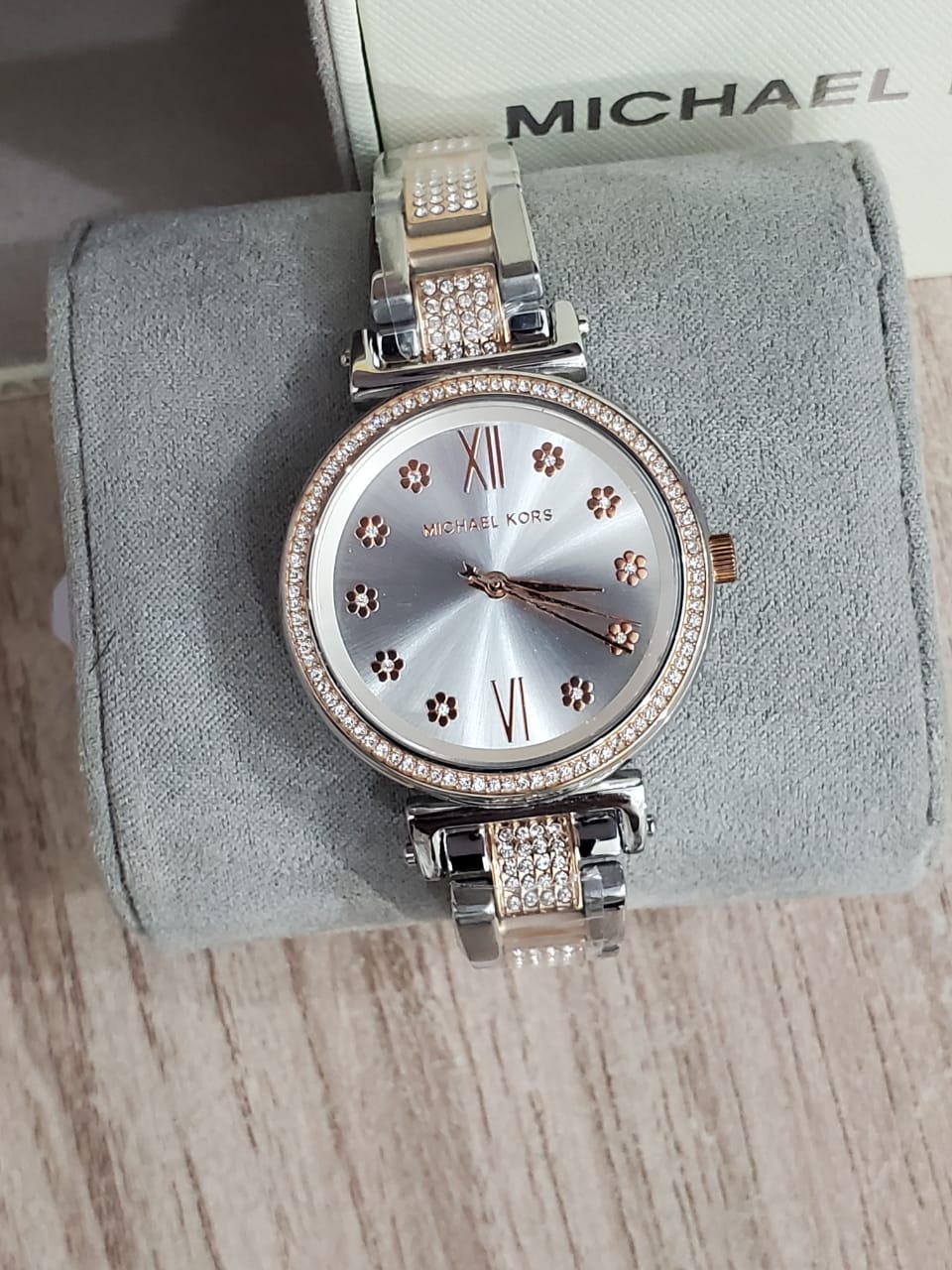  Shop Authentic Michael Kors Sophie Chronograph Silver Dial Two Tone Steel Strap Watch For Women - MK3880 - Luxxuri