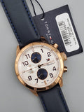  Shop Authentic Tommy Hilfiger Trent Quartz White Dial Blue Leather Strap Watch for Men - 1791139 - Luxxuri
