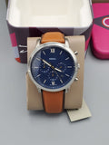  Shop Authentic Fossil Neutra Chronograph Blue Dial Brown Leather Strap Watch for Men - FS5453 - Luxxuri