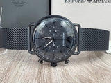  Shop Authentic Emporio Armani Aviator Chronograph Black Dial Black Mesh Bracelet Watch For Men - AR11264 - Luxxuri