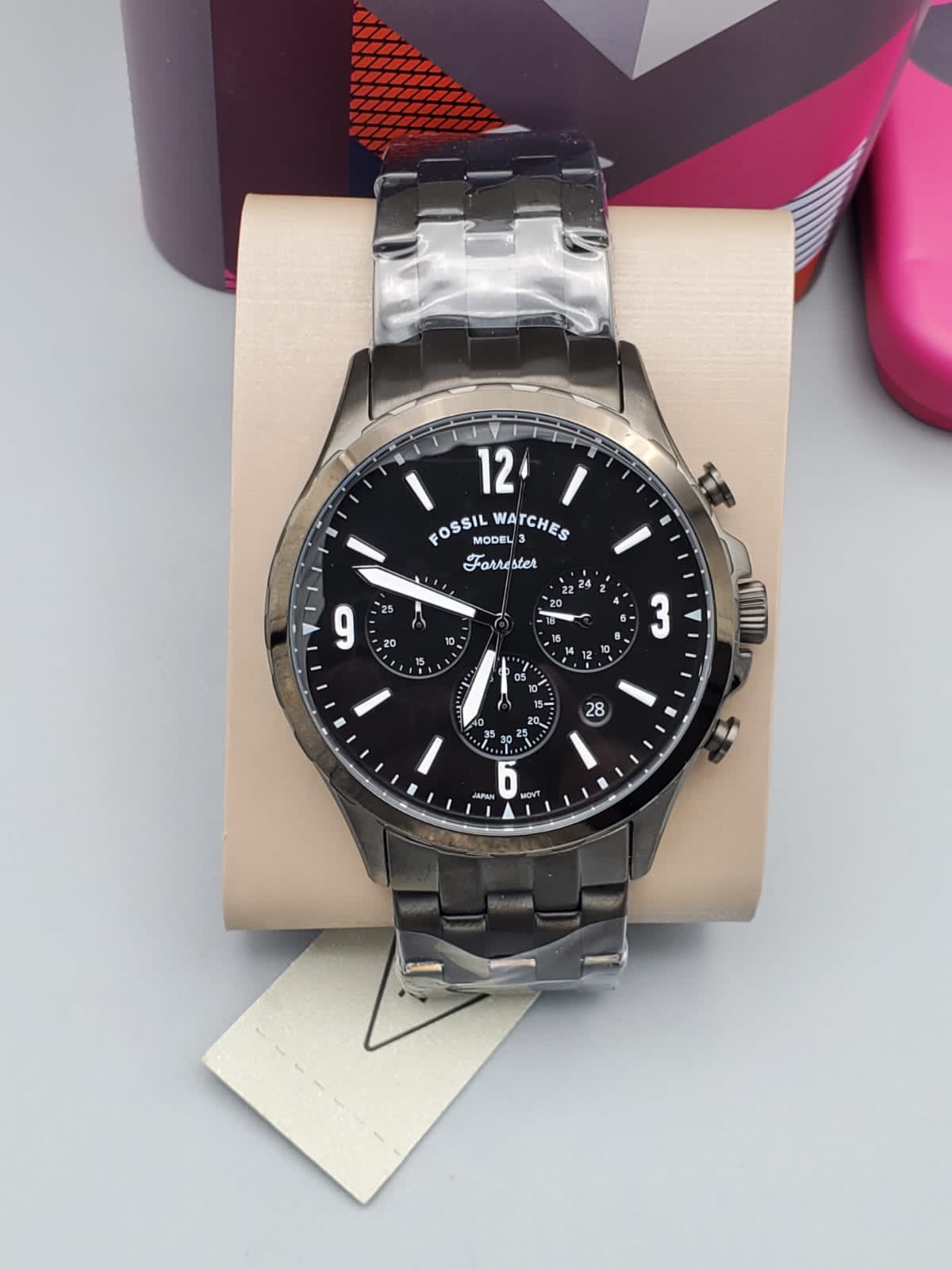  Shop Authentic Fossil Forrester Chronograph Black Dial Grey Steel Strap Watch for Men - FS5606 - Luxxuri