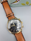  Shop Authentic Fossil Townsman Chronograph Black Dial Brown Leather Strap Watch for Men - FS5338 - Luxxuri