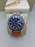  Shop Authentic Fossil Garrett Chronograph Blue Dial Brown Leather Strap Watch for Men - FS5625 - Luxxuri