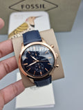  Shop Authentic Fossil Townsman Chronograph Blue Dial Blue Leather Strap Watch for Men - FS5436 - Luxxuri