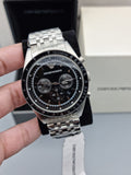  Shop Authentic Emporio Armani Tazio Chronograph Black Dial Silver Steel Strap Watch For Men - AR5988 - Luxxuri