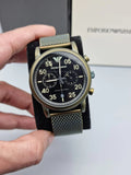  Shop Authentic Emporio Armani Luigi Quartz Chronograph Black Dial Green Mesh Bracelet Watch For Men - AR11115 - Luxxuri