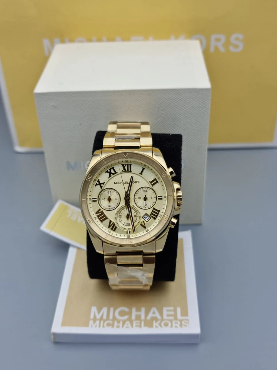  Shop Authentic Michael Kors Brecken Chronograph Gold Dial Gold Steel Strap Watch For Women - MK6366 - Luxxuri