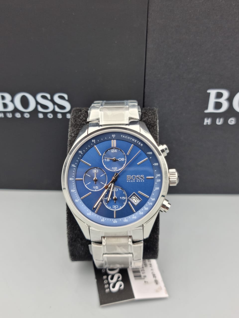  Shop Authentic Hugo Boss Grand Prix Blue Dial Silver Steel Strap Watch for Men - 1513478 - Luxxuri