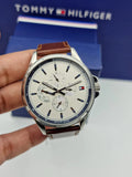  Shop Authentic Tommy Hilfiger Multi Function Quartz White Dial Brown Leather Strap Watch for Men - 1791614 - Luxxuri