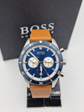  Shop Authentic Hugo Boss Santiago Blue Dial Brown Leather Strap Watch for Men - 1513860 - Luxxuri