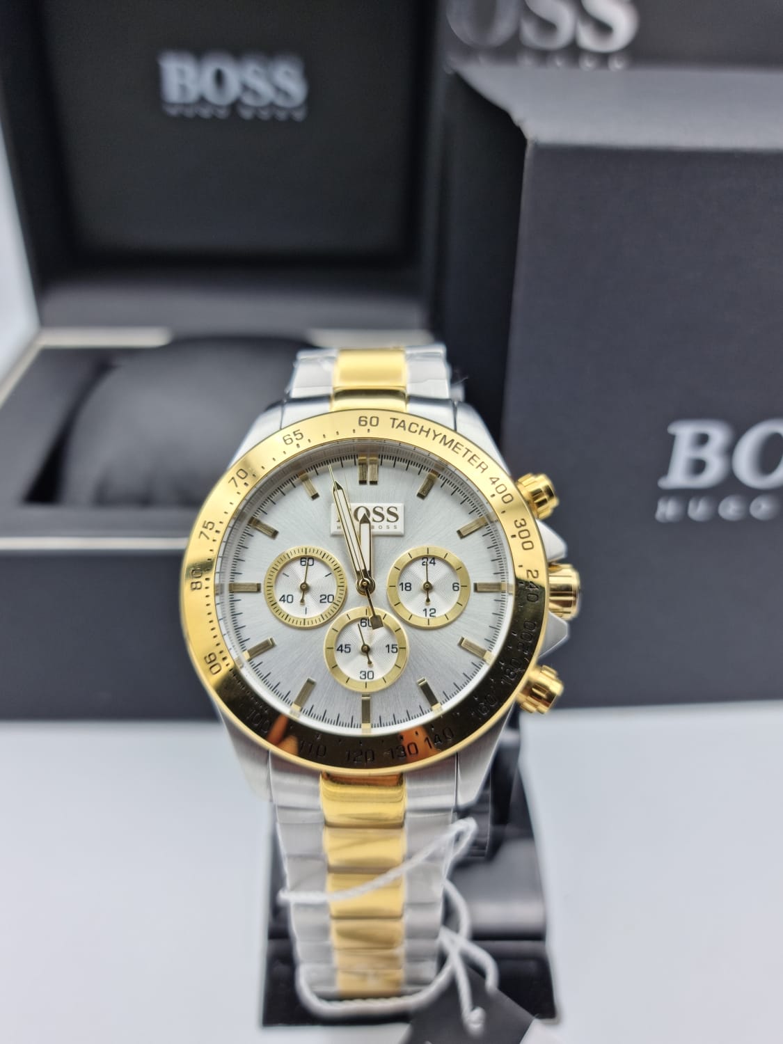  Shop Authentic Hugo Boss Ikon Chronograph Silver Dial Two Tone Steel Strap Watch for Men - 1512960 - Luxxuri