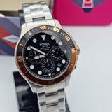  Shop Authentic Fossil FB-03 Chronograph Black Dial Silver Steel Strap Watch for Men - FS5768 - Luxxuri