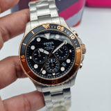  Shop Authentic Fossil FB-03 Chronograph Black Dial Silver Steel Strap Watch for Men - FS5768 - Luxxuri