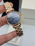  Shop Authentic Emporio Armani Gianni T-Bar Black Dial Rose Gold Strap Watch For Women - AR11145 - Luxxuri