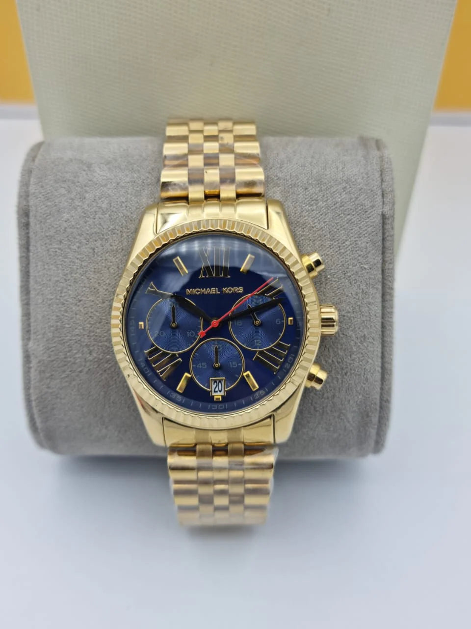  Shop Authentic Michael Kors Lexington Chronograph Blue Dial Gold Steel Strap Watch For Women - MK6206 - Luxxuri