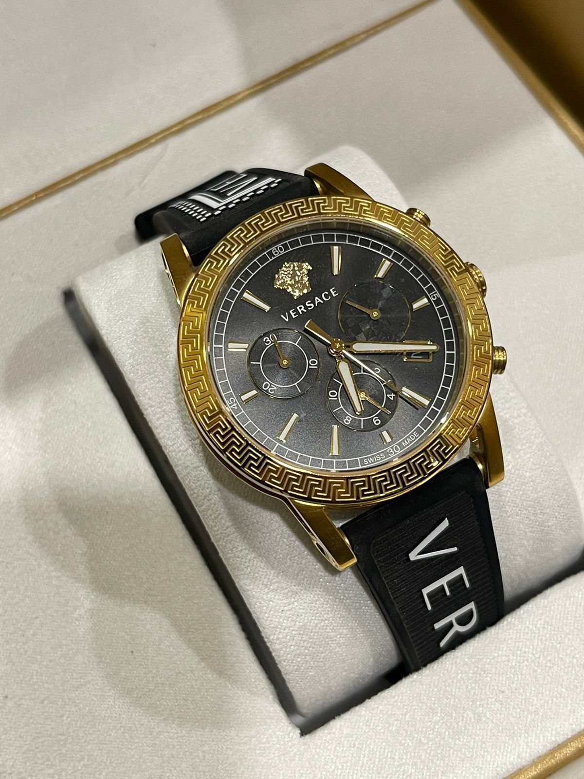  Shop Authentic Versace Sports Tech Chronograph Black Dial Black Rubber Strap Watch for Men - VELT00119 - Luxxuri