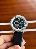  Shop Authentic Emporio Armani Renato Chronograph Automatic Black Dial Black Leather Strap Watch For Men - AR60051 - Luxxuri