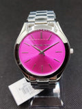  Shop Authentic Michael Kors Slim Runway Quartz Pink Dial Silver Steel Strap Watch For Women - MK3291 - Luxxuri