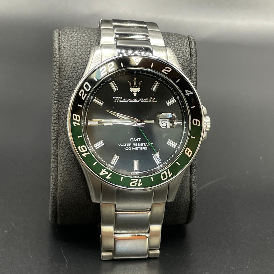 Maserati SFIDA Chronograph Black Dial Silver Steel Strap Watch For Men - R8853140005