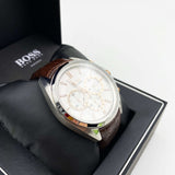 Shop Authentic Hugo Boss Driver Chronograph Silver Dial Brown Leather Strap Watch For Men - 1512881 - Luxxuri
