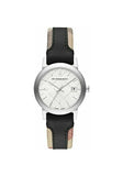  Shop Authentic Burberry The City White Dial Black Haymarket Leather Strap Watch for Women - BU9150 - Luxxuri
