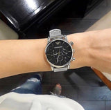  Shop Authentic Emporio Armani Luigi Chronograph Black Dial Silver Mesh Bracelet Watch For Men - AR1811 - Luxxuri