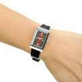  Shop Authentic Gucci G-Frame Mother of Pearl Green & Red Dial Black Leather Strap Watch For Women - YA147403 - Luxxuri