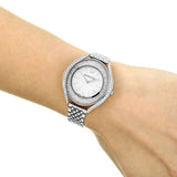  Shop Authentic Swarovski Crystalline Aura Silver Dial Silver Steel Strap Watch for Women - 5519462 - Luxxuri