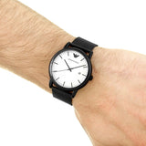  Shop Authentic Emporio Armani Luigi White Dial Black Mesh Bracelet Watch For Men - AR11046 - Luxxuri