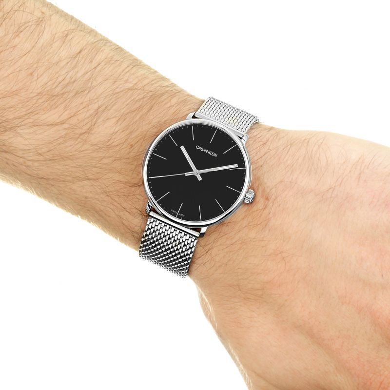  Shop Authentic Calvin Klein High Noon Black Dial Silver Mesh Bracelet Watch for Men - K8M21121 - Luxxuri
